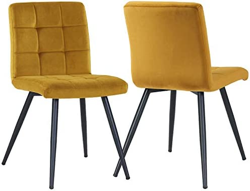 Chaise Salle à Manger en Tissu (Velours) sélection de Couleur Chaise rembourrée Design Retro avec Pieds en métal Duhome 8043B, Couleur:Jaune, matière:Velours Fiche Technique et Prix au Maroc