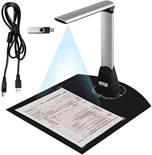 VEVR Caméra pour Livres Et Documents, 10 Mégapixels Scanner De Documents A4, avec LED Connectivité USB 2.0, Alliage d'aluminium et Plastique ABS, Convient aux fichiers de différentes Tailles/Formes Fiche Technique et Prix au Maroc