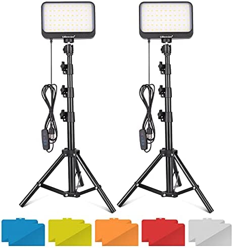 UBeesize Lampes Vidéo LED 2pcs éclairage Vidéo LED avec Trépied Réglable et Filtres de Couleur Lumière Vidéo USB pour éclairage de Photographie, Prise de Vue sur Table/Angle Bas Fiche Technique et Prix au Maroc