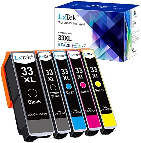 LxTek Compatible Cartouches d'encre Remplacement pour Epson 33 33XL pour Expression Premium XP-530 XP-540 XP-630 XP-635 XP-640 XP-645 XP-830 XP-900 XP-7100 (Noir Photo Noir Cyan Magenta Jaune, 5-Pack) Fiche Technique et Prix au Maroc