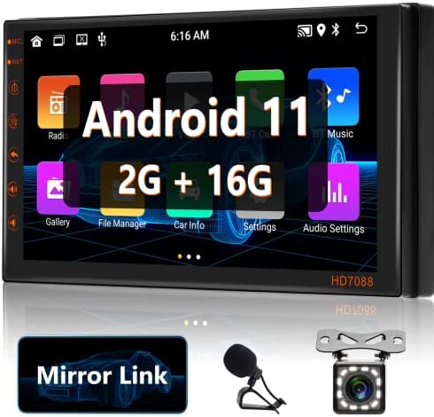 Android 2G+16G Autoradio 2 Din GPS Navi / WiFi Bluetooth Main Libre, 7 Pouces Écran Tactile Radio avec Mirror Link FM RDS USB Volant Télécommande Caméra de Recul Microphone Fiche Technique et Prix au Maroc