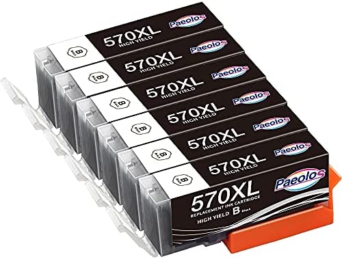 Paeolos 570XL Cartouches d'encre de Remplacement pour PGI-570 PGI-570XL PGBK pour Canon Pixma TS5050 TS5053 MG5750 TS5055 TS5051 TS6050 MG5753 MG6850 MG5751 MG5752 MG6851 MG6852 MG6853 MG5700, 6 Noir Fiche Technique et Prix au Maroc