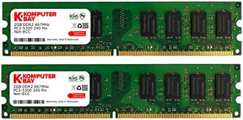 Komputerbay Mémoire pour ordinateur de bureau DDR2 667 MHz PC2-5300 PC2-5400 667 DIMM 240 broches 4 Go 2 x 2 Go 4 Go (2 x 2 Go) Fiche Technique et Prix au Maroc