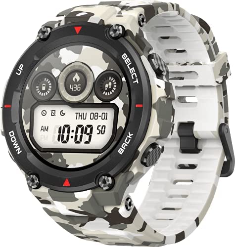 Amazfit T-Rex Montre Connectée Homme, 1,3" AMOLED Montre Sport Homme GPS avec Norme de Qualité Militaire, 14 Modes Sportifs, 20 Jours d'Autonomie Vert Militaire Fiche Technique et Prix au Maroc