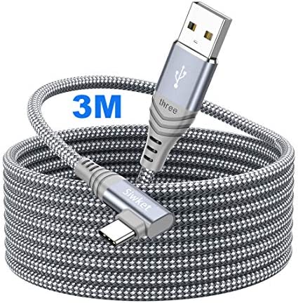 Siwket Câble USB C 90 Degrés 3M, Câble USB Type C Charge Rapide 3A Nylon Tressé pour Samsung Galaxy S10 S9 S8, Note 9/8, A50,LG G6 G7,Sony Xperia,Huawei,Switch,HTC 10 U11,Xiaomi Mi 8 usw.Gris Fiche Technique et Prix au Maroc