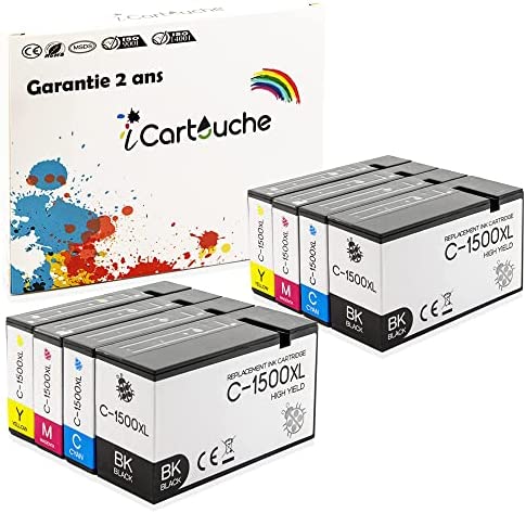 icartouche Pack 8 Cartouches d'encre Compatible pour Canon PGI-1500XL PGI1500 XL (2BK 2C 2M 2Y) Imprimante Maxify MB2020 MB2050 MB2155 MB2150 MB2320 MB2350 MB2750 MB2755 Fiche Technique et Prix au Maroc