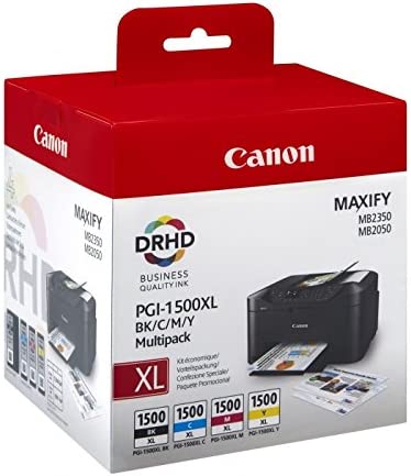 Canon PGI-1500XL Cartouche d'encre originale XL pour imprimante Maxify MB2050-MB2150-MB2155-MB2350-MB2750-MB2755 Noir Multipack/avec sécurité. Couleur + noir. Fiche Technique et Prix au Maroc