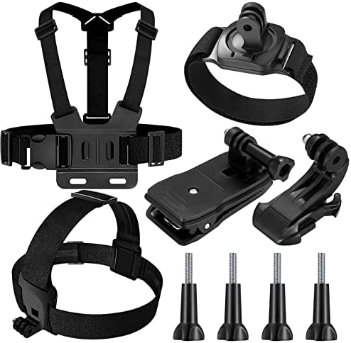 9-en-1 GoPro Accessoires Kit, Harnais de Poitrine, Fixation Harnais Tete Bandeau, Fixation Poignet, Fixation Clip Sac à Dos, Compatible avec Gopro Hero 9 8 7 6 5, Xiaomi Yi, SJCAM, Insta360 Fiche Technique et Prix au Maroc