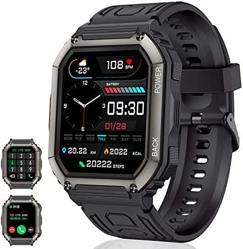 Montre Connectée Homme avec Appel Bluetooth - 1,8'' Smartwatch avec Assistant Vocal et Lecteur Musique Fréquence 20 Modes Sportifs Cardiaque Sommeil Oxymetre Calorie Podomètre pour Android iOS Fiche Technique et Prix au Maroc