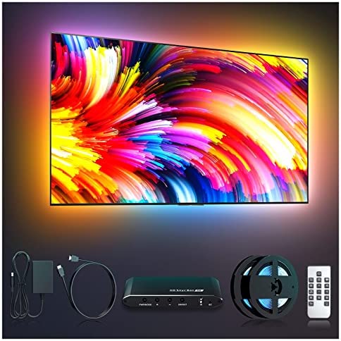 Rétroéclairage LED TV avec Boîtier de Synchronisation HDMI 4K, Bandes Lumineuses LED RGBIC avec 7 Modes Scène pour Téléviseur 65 pouces et moins, ne prend pas en Charge le Contrôle APP Fiche Technique et Prix au Maroc