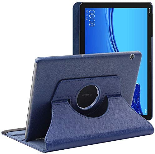 ebestStar - Coque Compatible avec Huawei MediaPad T5 10.1 Housse Protection Etui PU Cuir Support Rotatif 360, Bleu Foncé [T5 10.1: 243 x 164 x 7.8mm, 10.1''] Fiche Technique et Prix au Maroc
