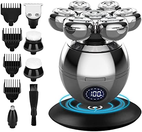 Rasoir Electriques Hommes,MediFancy 6 in 1 Rasoirs à Têtes Rotatives 7D Tondeuse à Barbe IPX7 Étanche Rasoir à Tête Chauve Secs &Humides USB Rechargeable Avec écran LCD et Brosse pour le Visage Avis, Fiche Technique et Prix au Maroc