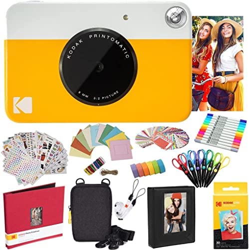 KODAK Printomatic Appareil Photo instantané (Jaune) Forfait Tout-en-Un Papier Photo Zink (20 Feuilles) et Bien Plus Encore Fiche Technique et Prix au Maroc