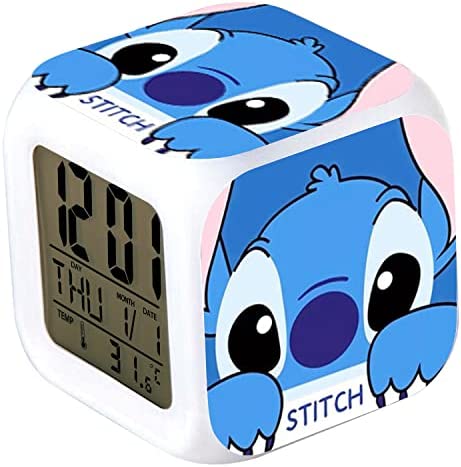 R-timer Stitch Réveil numérique avec température Grande veilleuse LED Réveil intelligent avec câble de charge pour filles, enfants, adolescents, cadeau (grande tête) Fiche Technique et Prix au Maroc