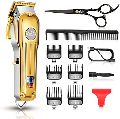 Tondeuse Cheveux Hommes, CIICII Tondeuse Chevexu Professionnelle Tondeuse Barbe Electriques Homme (12Pcs/Sans Fil/Rechargeable/USB/Ajustable/Écran LCD) pour Coupe de Cheveux/Bricolage/Coiffeur Doré Avis, Fiche Technique et Prix au Maroc