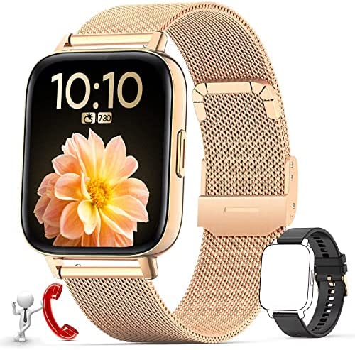 Montre Connectée Femme Homme avec Appel/Numérotation Bluetooth 5.0 Tracker d'Activité avec Podomètre Fréquence Cardiaque Bracelet Intelligent Smartwatch Sport pour Android iOS Etanche Or Rose Fiche Technique et Prix au Maroc