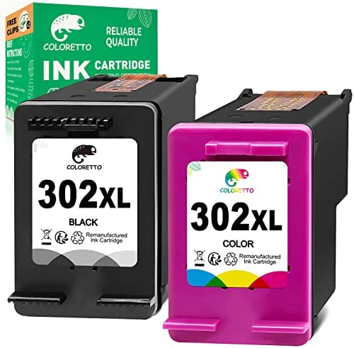 COLORETTO Cartouche d'encre Remanufacturée pour Remplacer Les Cartouches HP 302xl 302 XL (1 Noire,1 Couleur) à Utiliser avec Les Imprimantes Deskjet 1110 2130 2132 Envy 4520 4522 Officejet 3830 4658 Fiche Technique et Prix au Maroc