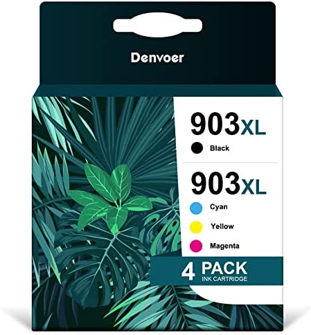 Denover Cartouche HP 903 Cartouches d'encre Compatible pour HP 903 903XL 903 XL pour HP Officejet 6950 6960 pour HP Officejet Pro 6970 6960 All-in-One Imprimante (Noir,Cyan,Jaune Magenta, 4-Pack)Avis,  Fiche Technique et Prix au Maroc