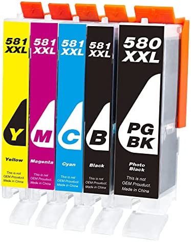 PGI 580XXL CLI 581XXL Compatibles Cartouches d'encre pour Canon 581 580 XXL pour Pixma TS8250 TS6150 TS8151 TS6151 TS6250 TR8550 TS8150 TS8251 TR7550 TS6100 TS9150 (5Pack PGBK/Noir/Cyan/Magenta/Jaune) Fiche Technique et Prix au Maroc