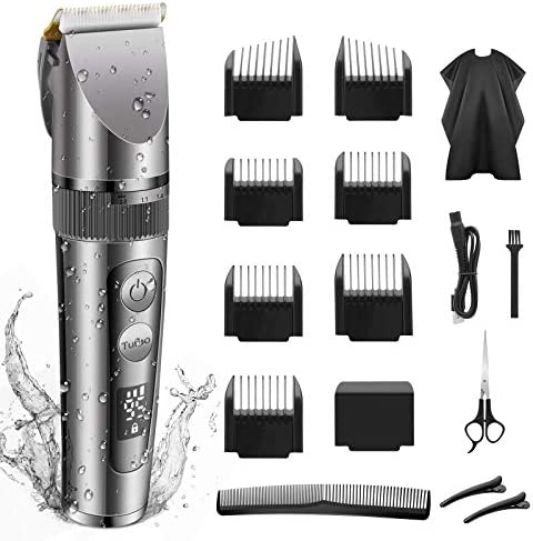 Tondeuse Cheveux Électrique Sans Fil IPX6 Tondeuse Homme Professionnelle 3 Vitess Réglage de la Longueur à 5 Niveaux Lames en Titane et Céramique Avec Écran LCD 8 Peignes de Réglage pour Salons Maison Avis, Fiche Technique et Prix au Maroc