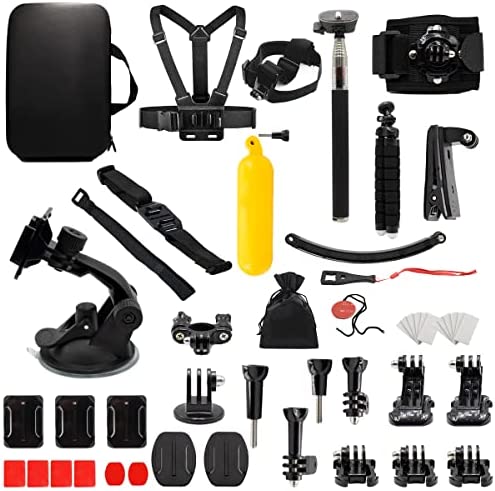 MMOBIEL 50-en-1 Kit d’Accessoires pour caméra d’Action Tout-en-Un Compatible avec GoPro Hero9/Hero8/Hero7, Max, Fusion, Insta360, AKASO, SJCAM INCL. Sangles de tête, Corps, Bras Fiche Technique et Prix au Maroc