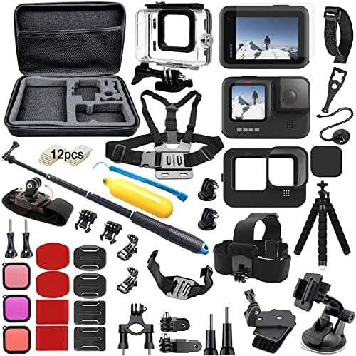 BMUUPY Kit d'accessoires, compatible avec les caméras d'action GoPro Hero 11, Hero 10 9 Black, comprenant un boîtier étanche en silicone, un support de vélo, un filtre de plongée Fiche Technique et Prix au Maroc