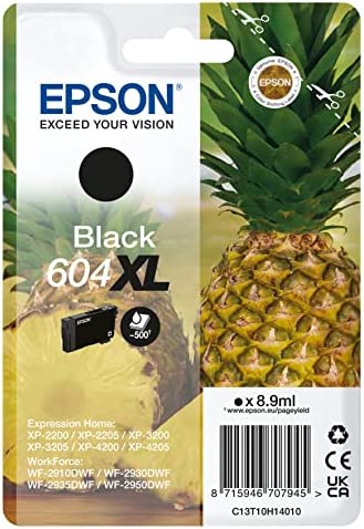 Epson 604XL Noir Ananas, Cartouche d'encre d'origine XL Haute Capacité, XP-2200, XP-2205, XP-3200, XP-3205, XP-4200, XP-4205, WF-2910, WF-2930, WF-2935, WF-2950 Fiche Technique et Prix au Maroc
