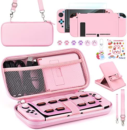 Younik Pack d'Accessoires Switch, Kit d'Accessoires Rose 15 en 1 pour Filles Comprenant Un Etui de Transport pour Switch, Un Support Réglable, Un Etui de Protection pour Console Switch et J-Con Fiche Technique et Prix au Maroc