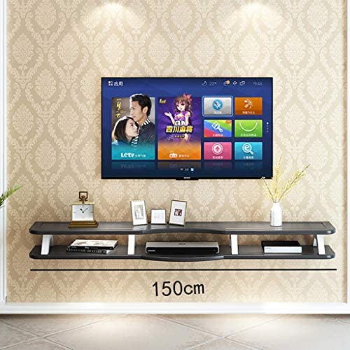 ZYFBG Étagères murales 2 Niveau Bois TV Stand, Unité Divertissement Flottant, Adapté for Modern Home Lecteurs DVD, Sky Box/Virgin, Consoles Jeux, Accessoires TV et Haut-parleurs tenture Murale Fiche Technique et Prix au Maroc