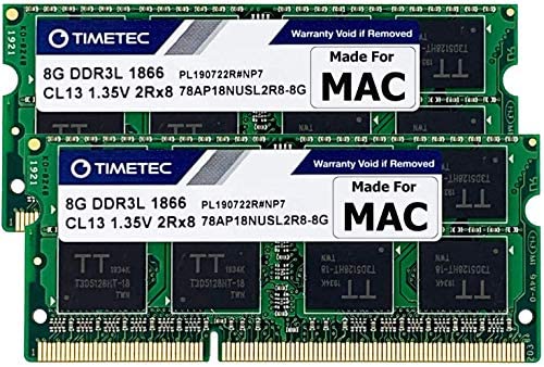 Timetec 16 Go KIT (2x8Go) Compatible pour Apple Late 2015 iMac (27'' avec écran Retina 5K) DDR3L 1867MHz/1866MHz PC3L-14900 2Rx8 CL13 1.35V 204 Pin SODIMM Memory Module Mac RAM Upgrade pour iMac 17,1 Fiche Technique et Prix au Maroc