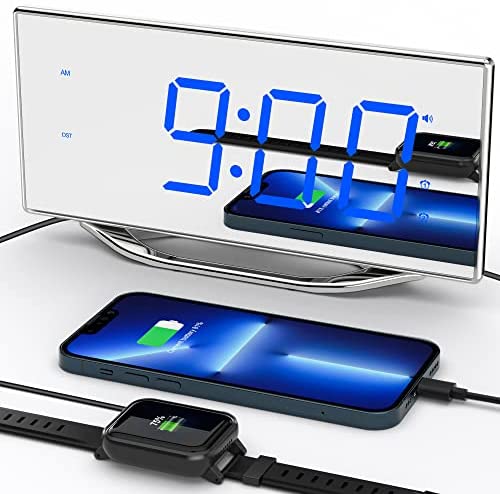 Réveil Numérique Miroir LED 8,7", Réveil Puissant Dormeur Lourds pour Sourd et Malentendant, Réveil Double Alarme avec Function Snooze +Charge USB+Lumineux à 8 Niveaux+Volume à 7 Niveaux, 12/24 H Fiche Technique et Prix au Maroc