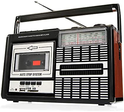 Ricatech PR85 – Lecteur de cassettes et enregistreur des années 80, Radio AM/FM/SW, USB, Port de carte SD, Microphone intégré, Arrêt automatique, Poids léger, haut-parleurs intégrés de 8 watts Fiche Technique et Prix au Maroc