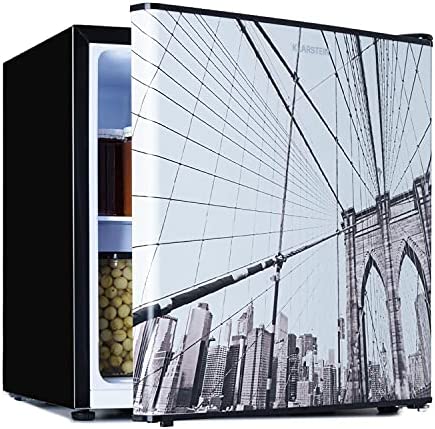 KLARSTEIN CoolArt - Combiné réfrigérateur-congélateur, réfrigérateur avec 2 niveaux de refroidissement, façade design, thermostat avec 5 niveaux, 0 à 10 ° C, capacité 45 litres - design grande ville Avis, Fiche Technique et Prix au Maroc