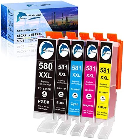 GoToners Compatible Cartouche pour Canon PGI-580 CLI-581 XXL Encre pour Pixma TR8550 TR7550 TS705 TS705a TS6350 TS6350a TS6351 TS6351a TS6250 TS6150 TS8150 TS8250 TS9550 TS9551C TS6151 TS6251 (5 Pack) Fiche Technique et Prix au Maroc