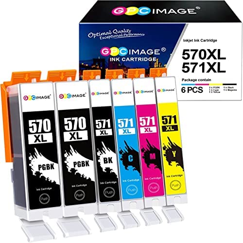 GPC Image 570 571 XL Cartouches d'encre Remplacement pour Cartouche Canon 571 pour Canon PIXMA MG5750 TS5055 TS5050 TS5053 MG6852 MG6850 MG5700 MG5752 MG5753 (PGBK Noir Cyan Magenta Jaune, 6-Pack) Fiche Technique et Prix au Maroc