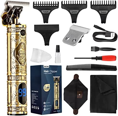 Tondeuse Cheveux Hommes Sans Fil Professionnel Trimsher 0mm Barbe et Corps Homme avec Gravure Vintage Combo Gold Beast Tondeuse Hair Trimmer with Guide Combs Led Rechargeable Silencieuse Barber Avis, Fiche Technique et Prix au Maroc
