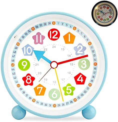 GUUMUXIN Réveil Enfant Garçon Fille,Reveil Enfant Analogique,Silencieux sans tic-tac Réveil,Petit Réveil à Quartz De Voyage Léger,avec Snooze Et Lumière,à Piles,Réveil de Chevet pour Enfants Fiche Technique et Prix au Maroc