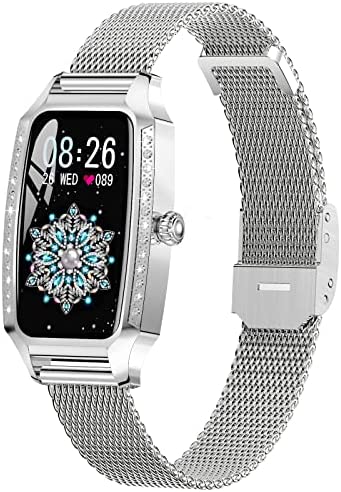 Efolen Montre Connectée Femme, Smartwatch avec Fonction Féminine Montre Intelligente SpO2 Sommeil Montre Fréquence Cardiaque Podometre Calories Lecteur Musique étanche IP68 pour Android iOS, Argent Fiche Technique et Prix au Maroc