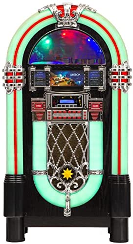 Lacoon - Jukebox GoldenAge XXl - Chaîne stéréo rétro années 50 - Port USB, SD, AUX, MP3, lecteur CD, connexion Bluetooth, Radio FM - Boîtier en bois avec éclairage LED - Télécommande Fiche Technique et Prix au Maroc