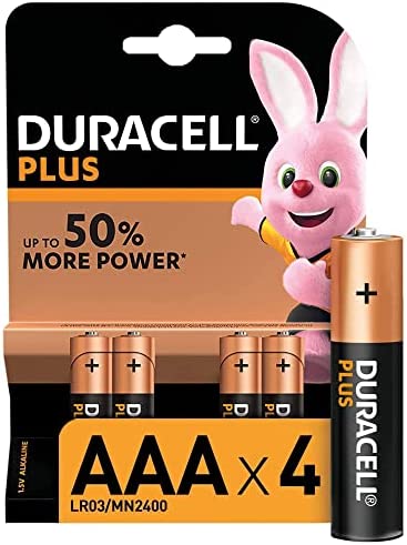 Duracell Plus Power Piles Alcalines Type AAA, Paquet de 4, (L'emballage peut varier) LR03 Noir/Copper Fiche Technique et Prix au Maroc