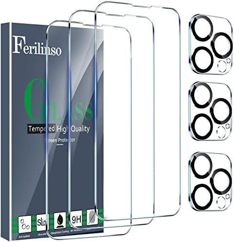 Ferilinso [3+3Pièces] Protection Verre Trempé pour iPhone 14 Pro Accessoire 3 pcs Vitre Protection écran 3 pcs Protection Camera Objectif Arriere Appareil photo Coque amical pour iPhone 14 Pro Fiche Technique et Prix au Maroc