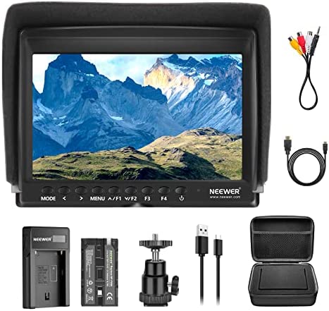 Neewer F100 Moniteur de champ de caméra 7 pouces Assistance vidéo HD Slim IPS Entrée HDMI 1080p avec batterie Li-ion/chargeur USB,étui de transport pour appareils photo reflex numériques Fiche Technique et Prix au Maroc
