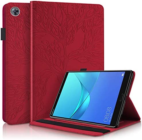 CaseFun Coque pour Huawei MediaPad M5 /M5 Pro 10.8 2018 Motif Arbre de la Vie PU Cuir Flip Housse Étui Portefeuille Cover Case avec TPU Silicone Carte de Slot, Rouge Fiche Technique et Prix au Maroc