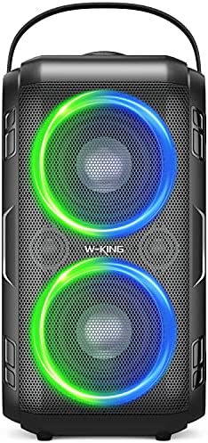 W-KING Enceinte Bluetooth Puissante, 80W Super Bass Portable Haut-Parleur Faire La Fête Bluetooth Speaker, énorme Son de 105DB, Lumières de Couleurs Mixtes, 24 Heures, Lecture USB, AUX, Non étanche Fiche Technique et Prix au Maroc
