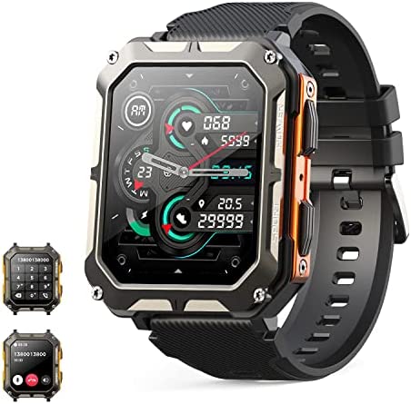 Montre Connectée Homme avec Appels Bluetooth Assistant Vocal, 1,83'' Sport Smartwatch Militaire avec 123 Modes Sportifs,Podomètre ,Lecteur de Musique ,Fréquence Cardiaque,étanche ip68 pour Android iOS Fiche Technique et Prix au Maroc