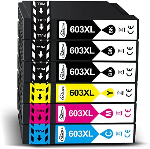 SANCTink 603XL 603 Compatible Cartouches d'encre Remplacement pour Epson 603XL Cartouches pour XP-2100 XP-2105 XP-3105 XP-3100 XP-4105 XP-4100, Workforce WF-2850 WF-2810 WF-2830, 6 Pack Fiche Technique et Prix au Maroc
