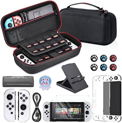 Younik Pack d'Accessoires Switch OLED, Kit d'Accessoires 16 en 1 Comprenant Un Etui de Transport Switch OLED, Etui de Protection pour Console et J-Con, Une Protection d’Ecran, Un Etui de Jeu Switch Fiche Technique et Prix au Maroc