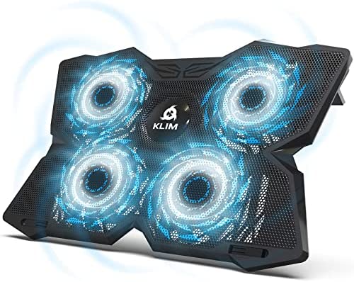 KLIM Diamond - Refroidisseur Ordinateur Portable - Plus de 500 000 unités vendues - Nouveauté 2023 - Le Plus Puissant - 4 Ventilateurs Silencieux - Refroidisseur PC Portable PS5, PS4 Xbox - Bleu Fiche Technique et Prix au Maroc