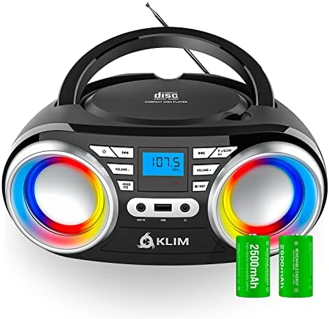 KLIM Boombox B3 + Poste Radio CD Portable + Radio FM, CD, Bluetooth, USB, Bluetooth, MP3 + Mode Filaire et sans Fil avec Piles Rechargeables + Lentille Laser Améliorée + NOUVEAUTÉ 2022 Fiche Technique et Prix au Maroc