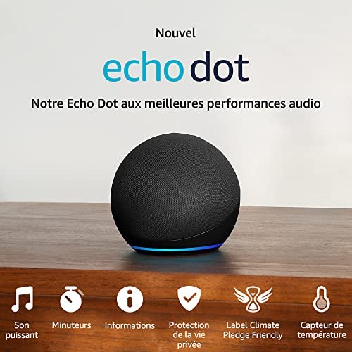 Nouvel Echo Dot (5e génération, modèle 2022) | Enceinte connectée avec Alexa | Anthracite Fiche Technique et Prix au Maroc